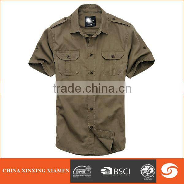2014 Hot Sale Heavy Washed Pure Cotton Cargo Shirt For Men