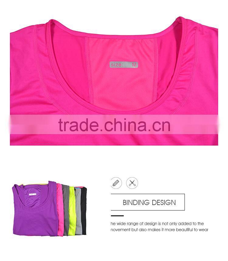 High quality short sleeve clothing sport ladies gym wear womens fitness apparel top