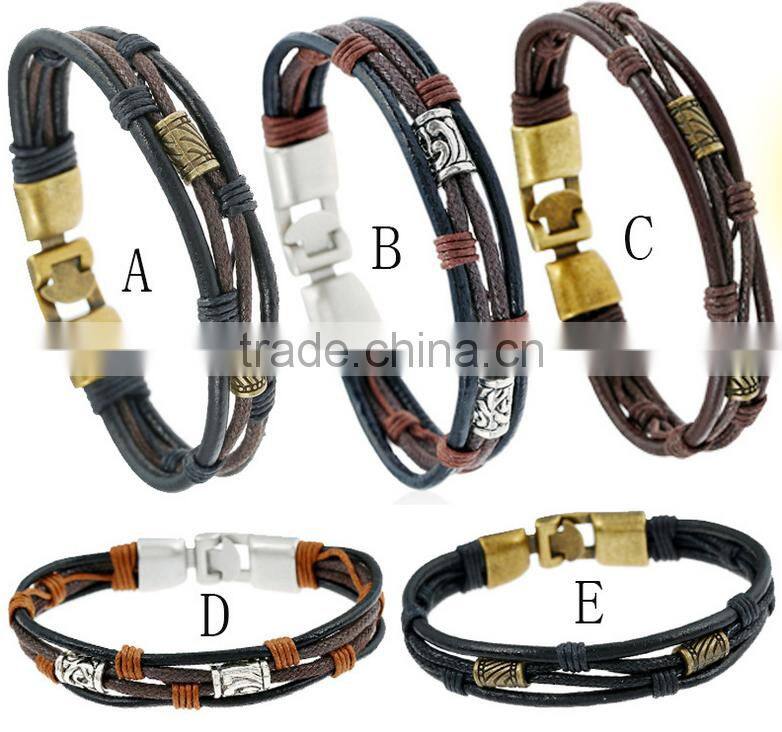 Handmade accessories cow leather unisex fashion braid bracelet