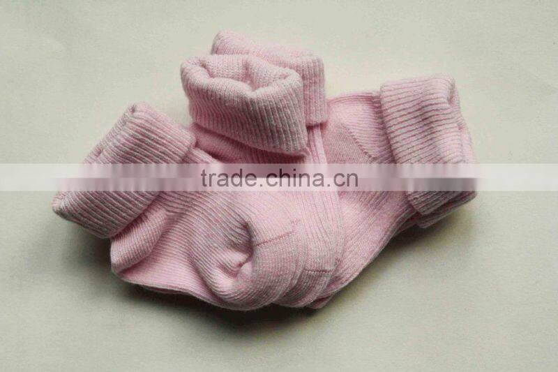 Pure color turn cuff baby socks