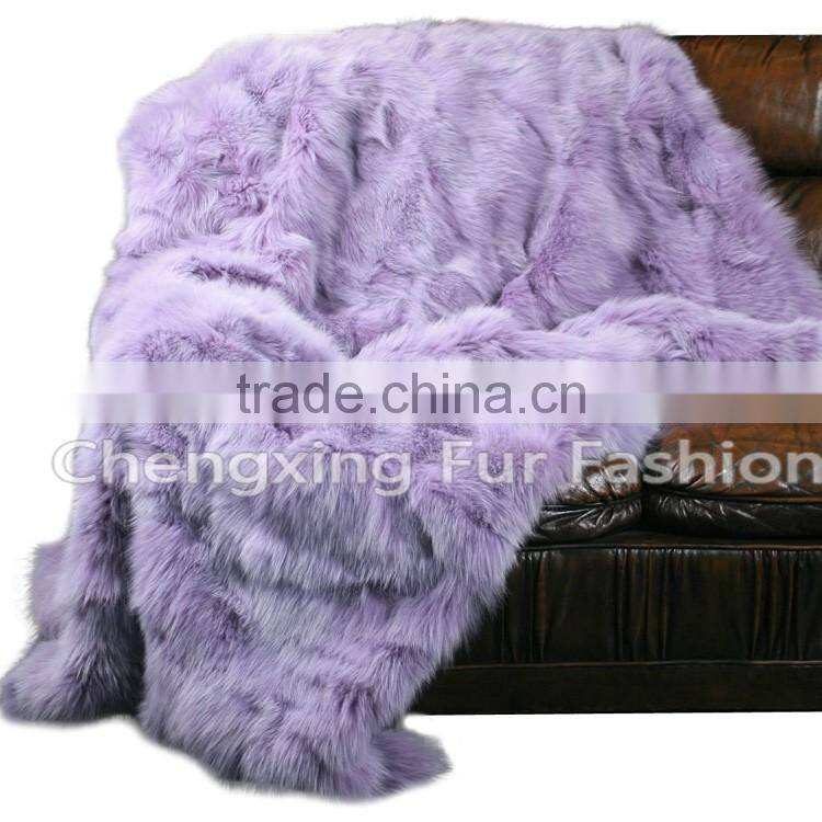 CX-D-123 Home Decora Patchwork Fox Fur Throw Blanket
