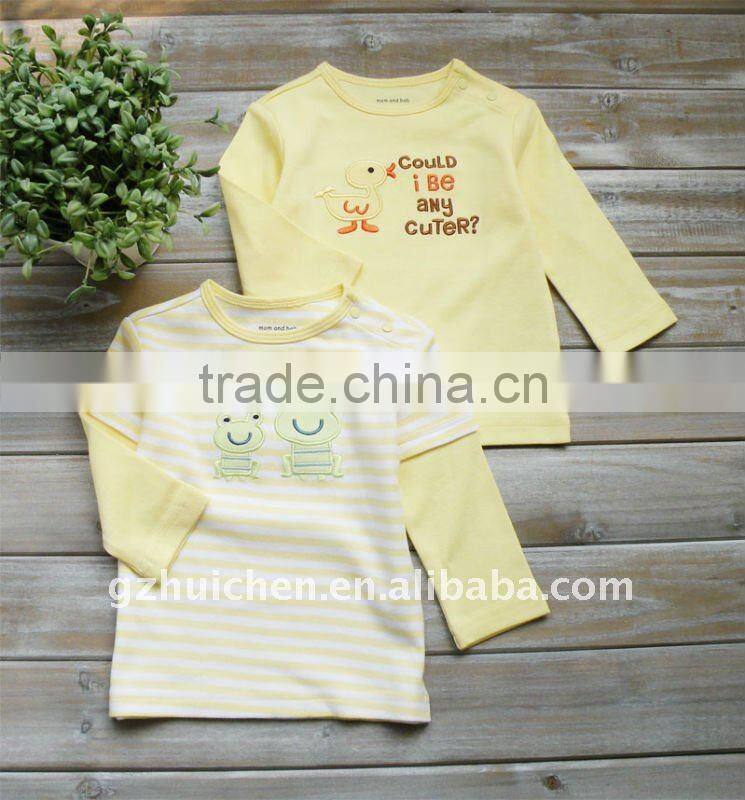 mom and bab 2012 100% cotton baby clothing,baby tshirt long ,china import clothes