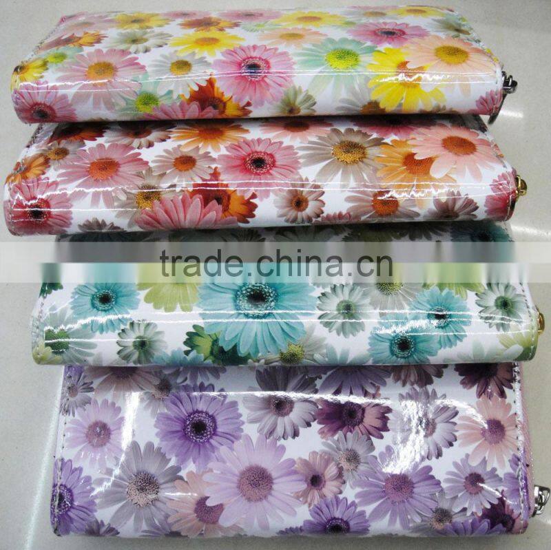 2016 hot pvc leather latest wallet with floral printing