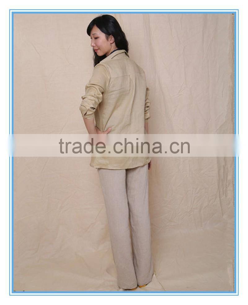 Top Fashion Women Linen Loose Pants In Garment Dye
