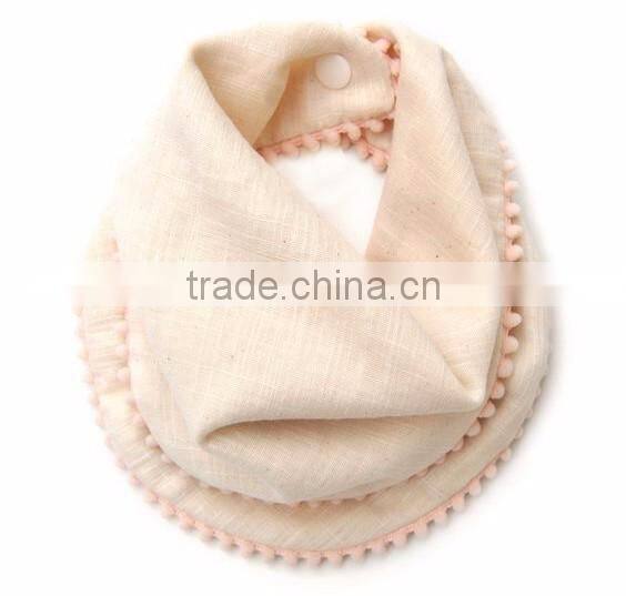 Fashion Cotton Baby Scarf Custom Pom Pom Baby Bandana Drool Bib