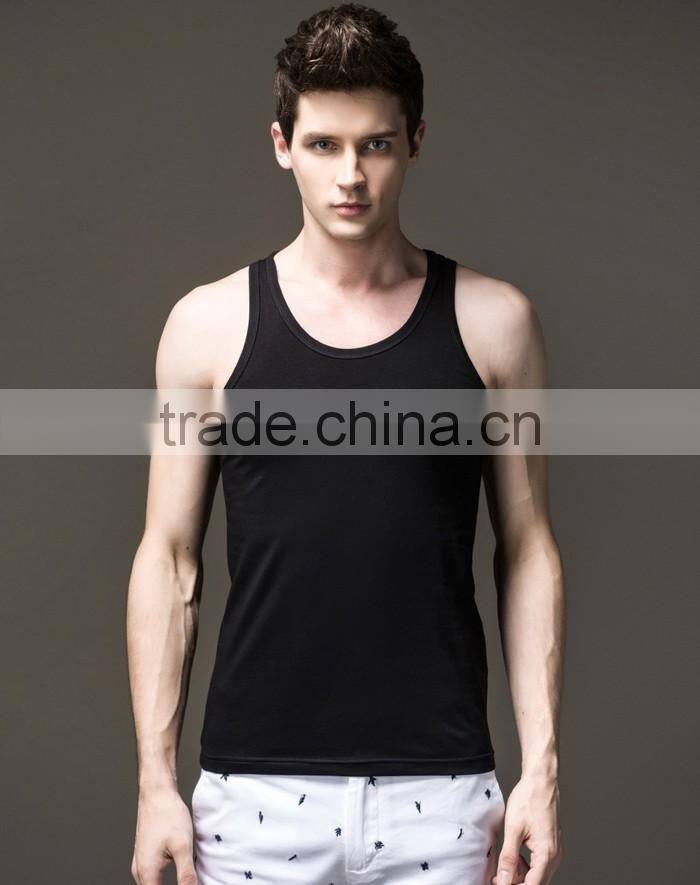 Mens black plain custom gym stringer vest
