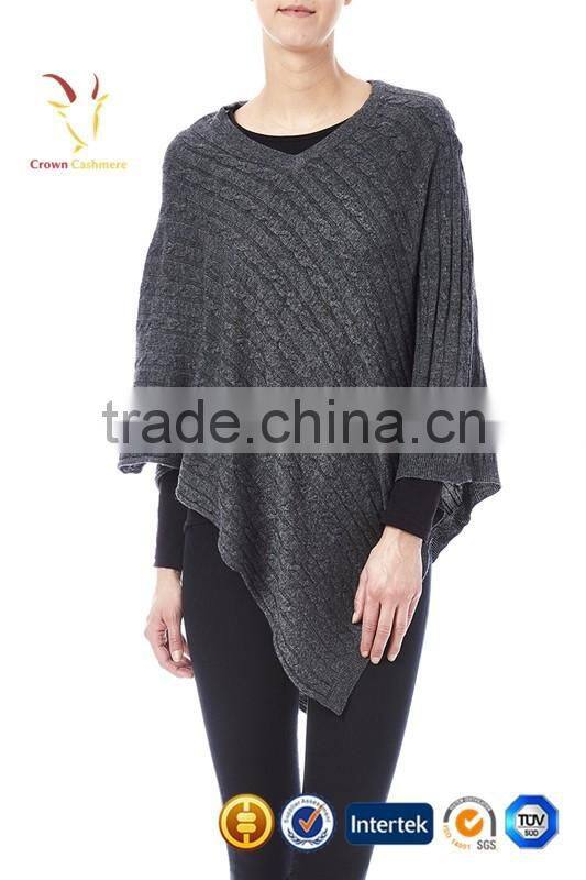 Classic Black Cashmere Poncho Wrap Poncho Knitted