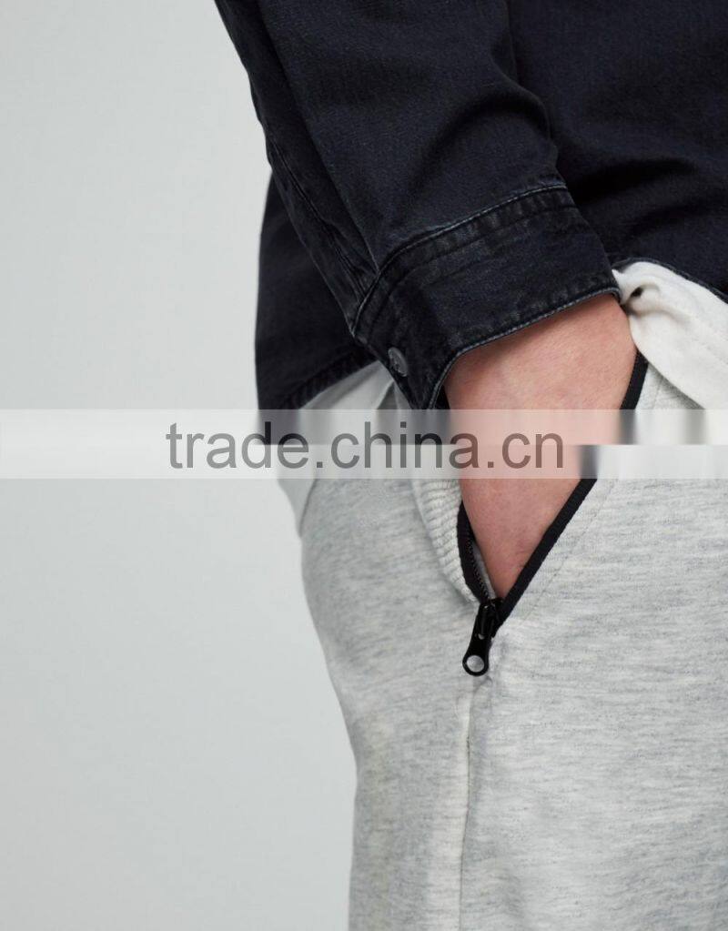wholesale zipped cuffs zip side pockets mens sweat pants slim joggers