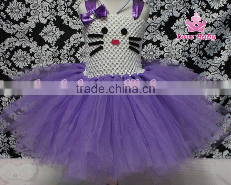 2015 Hot Sale Latest Design Boutique Little Girls Princess Party Tutu Dresses Purple Fairy Tulle Dress