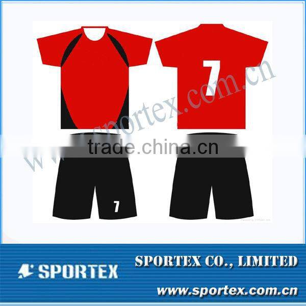 Wholesale Active Sportswear Red & Black Soccer Set Cheap