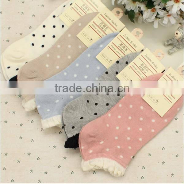 Top sell candy color choice free size dot pattern lovely high quality cute sex young girl tube wholesale socks