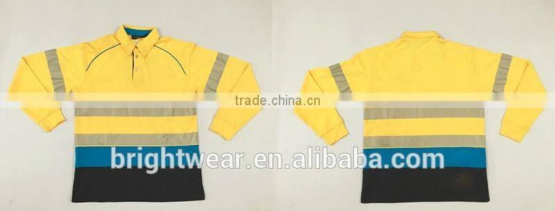 Hot sale custom printed polyester safety hi vis micro mesh heat-applied tape reflective polo shirt