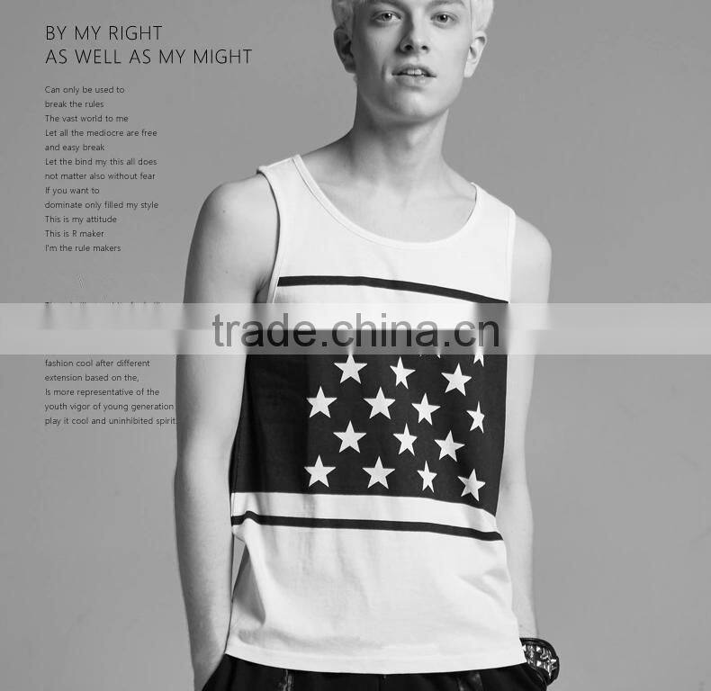 2016 new fashion tops custom men printing tank top
