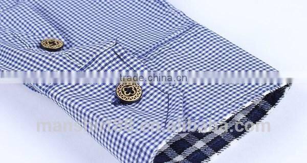 2017 mens long sleeve contrast color fake pocket corduroy shirt