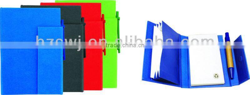 Colorful recycle notebook with pen with paper pocket