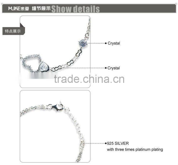 heart 925 silver bracelet with CZ stone M3001