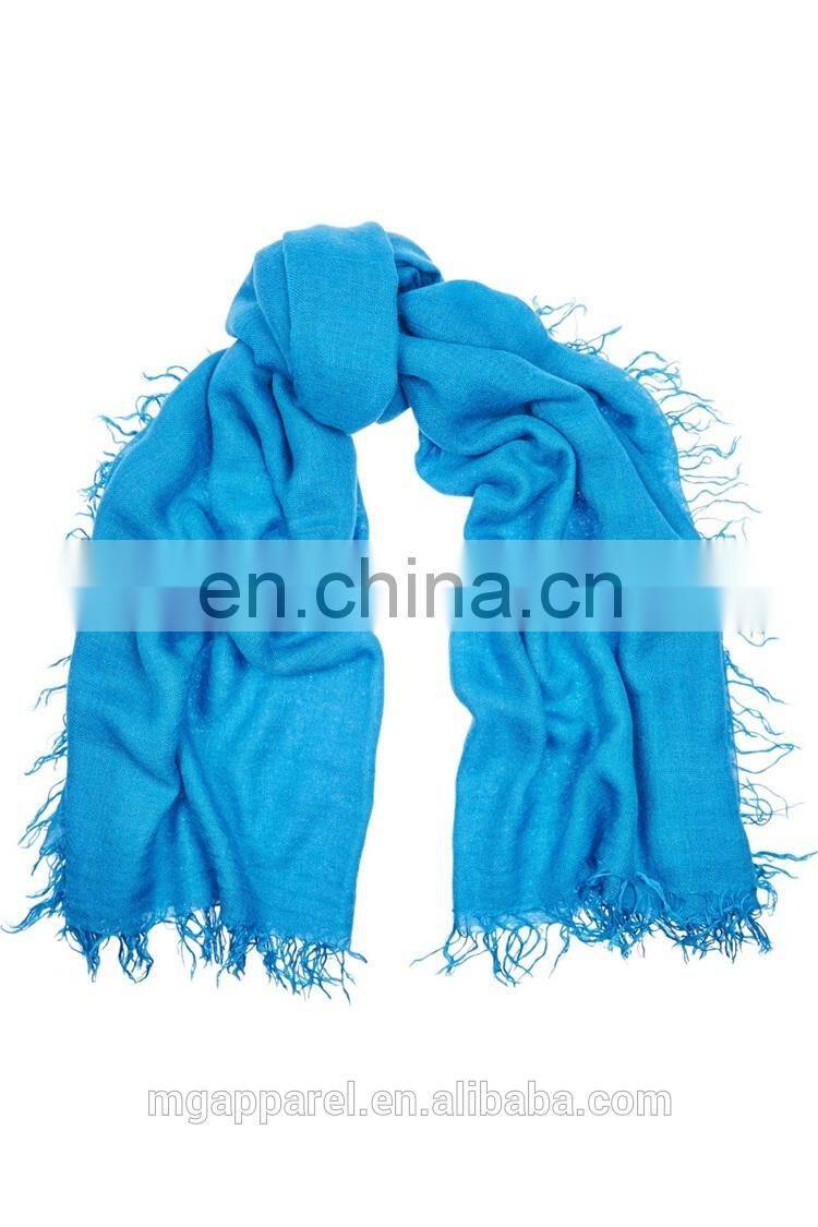 factory price custom cheap cashmere and silk blend fringe scarf