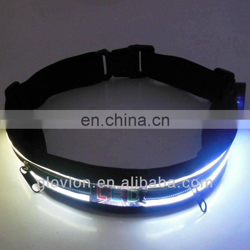 Newest Flashing led waistband led light zipper waistband glowing sports waistband