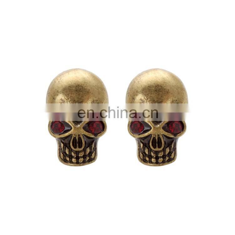 Jewelry wholesale steampunk bronze skull stud earrings for men