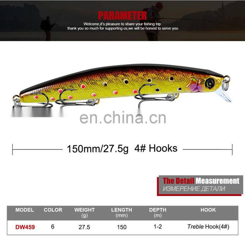 15cmlure baitVIBHard bait bionic water pulling bait 27.5gfish lead sea fishing lure Suspending jerkbait fishing artificial minno