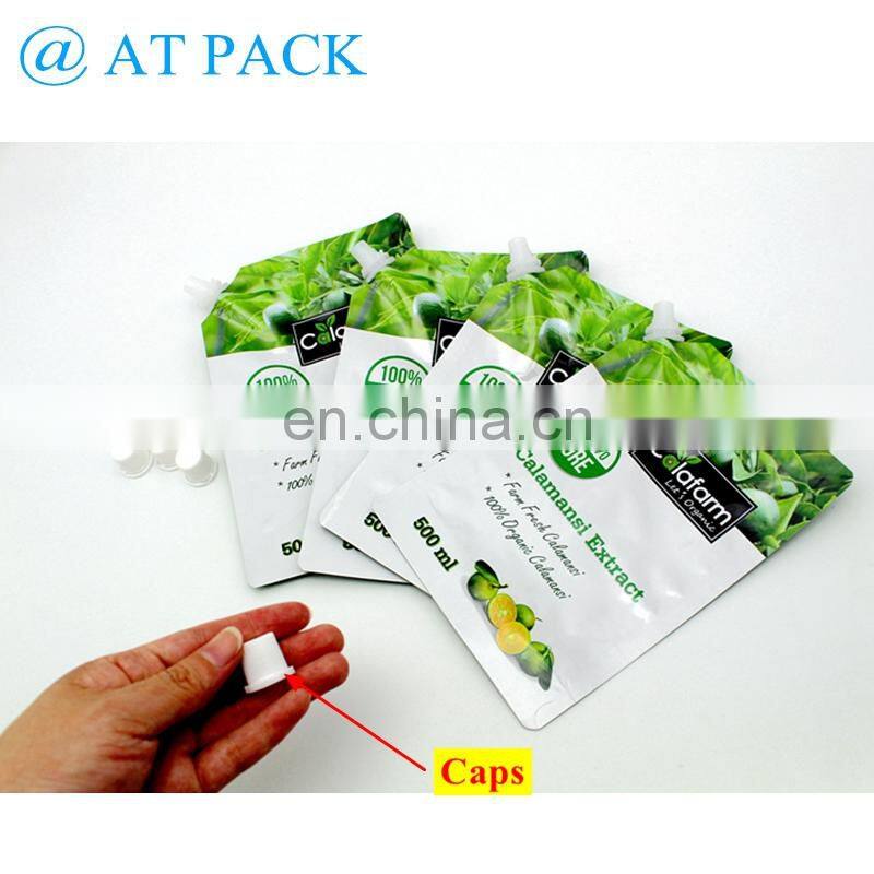 Custom printed stand up pouch BPA free food spout pouches with childproof cap