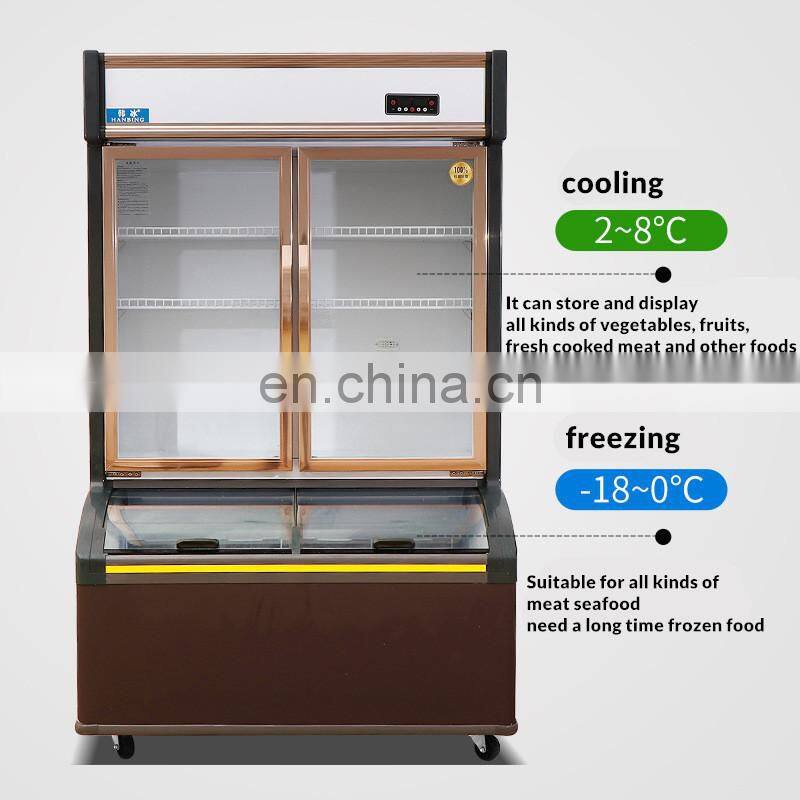 Commercial large vegetables drink display freezer cooler restaurant BBQ meat refrigerator preservation freezing cooler display