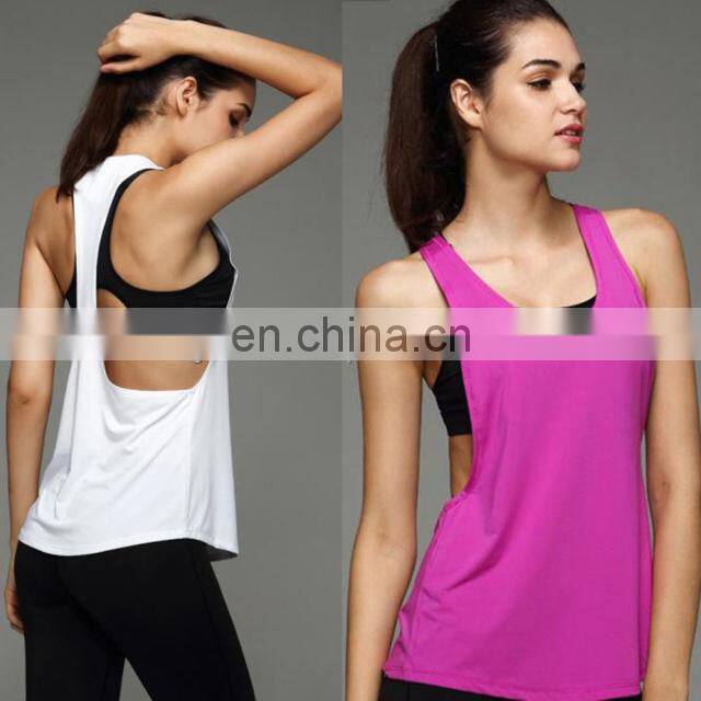 Custom Design Printed Gym fitness yoga Sexy ladies singlets tank top gym one color pure cotton singlet for women girls