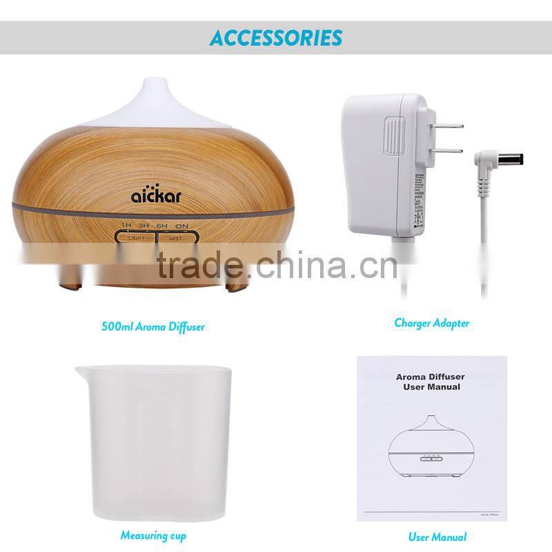 2016 New Design Light Wood Grain Cool Mist Aromatherapy Diffuser Ultrasonic Humidifier
