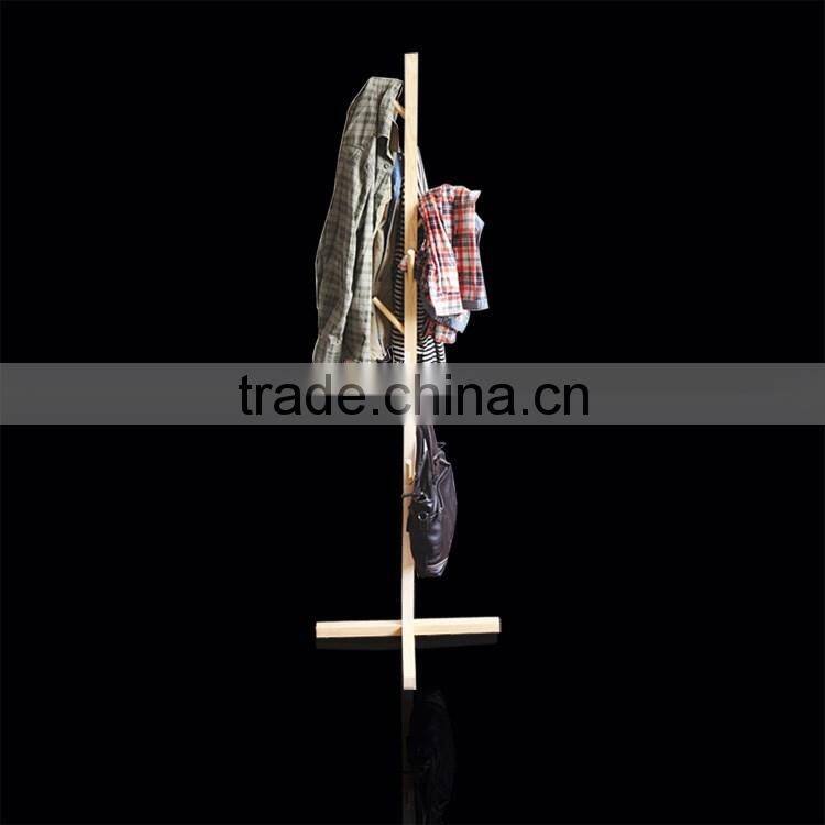 wholesale cheap convenient black wooden coat rack for clothes