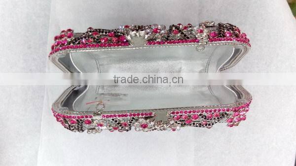 luxury flowers and bird pattern box clutch crystal stone evening bag