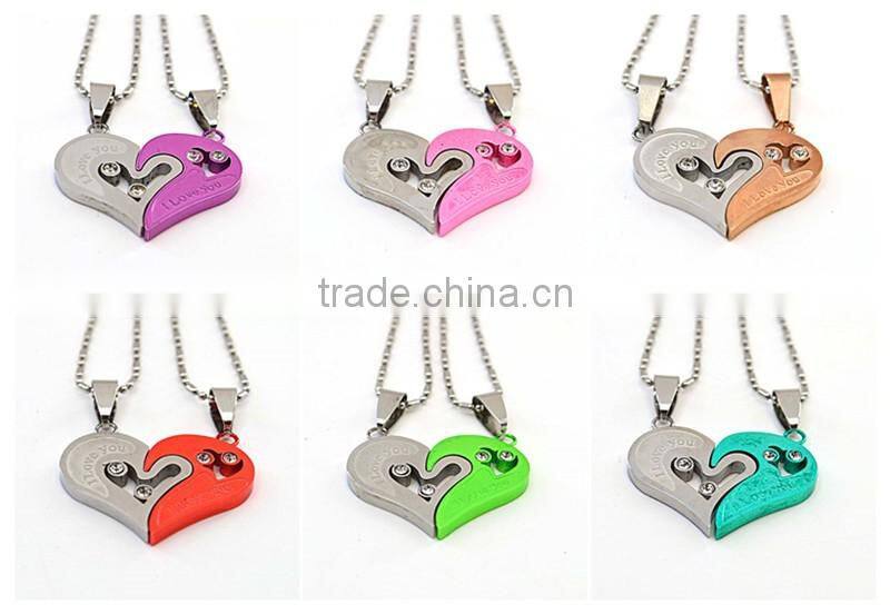 accessories heart necklaces plate color couple half heart pendants