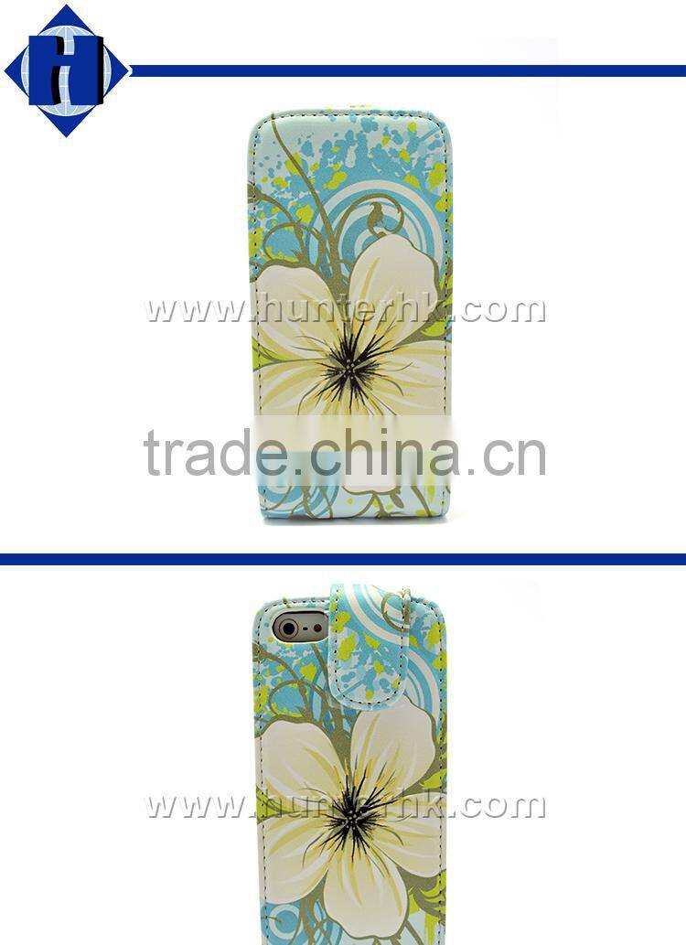 Printable Top Open Flip Leather Case For iphone5C