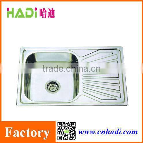 single bowl 304 stainless steel kitchen sink with drain board HD7848
