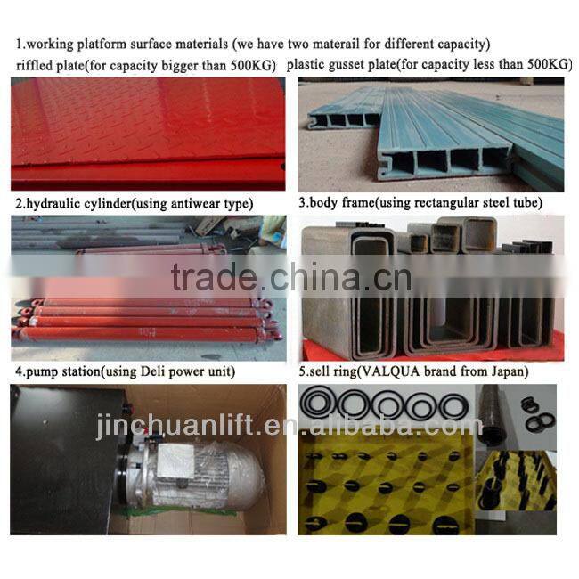 made by jinchuan motorcycle lift/stationary hydraulic table lifting platform