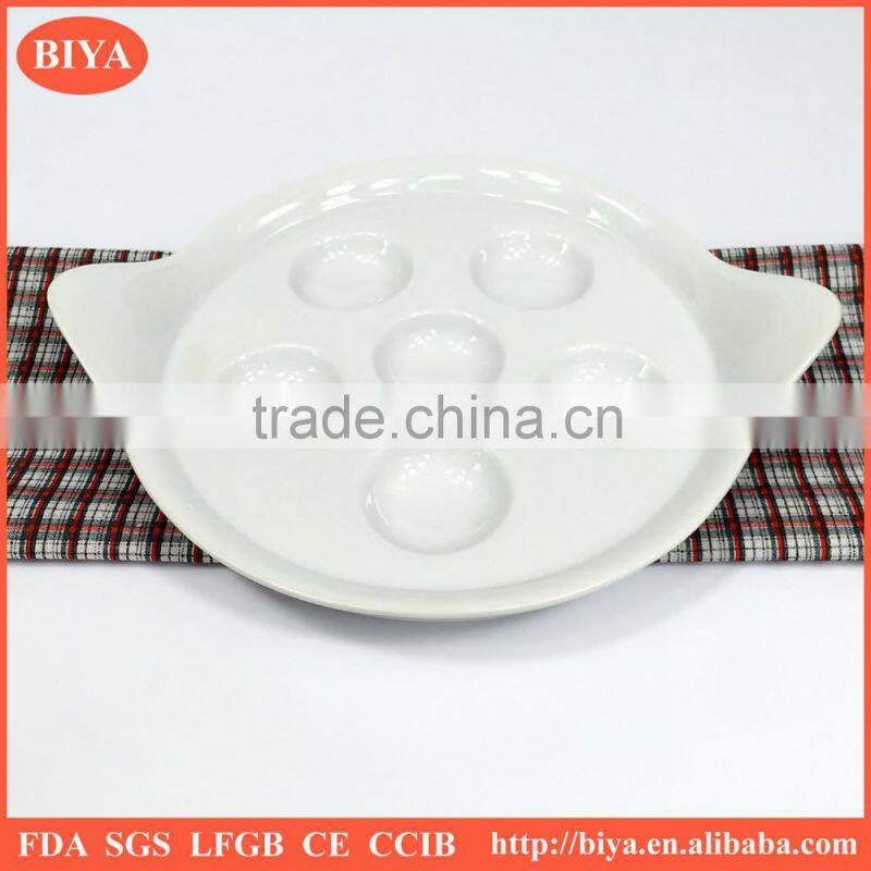 White porcelain Ceramic 6 Eyes Snail escargot plate