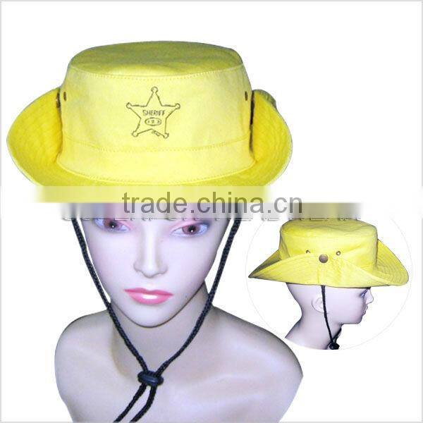 Fluorescent fabric mesh large brim safety hats with reflective strip