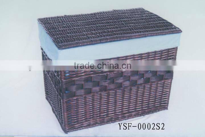 Chinese brown handmade woven willow storage basket