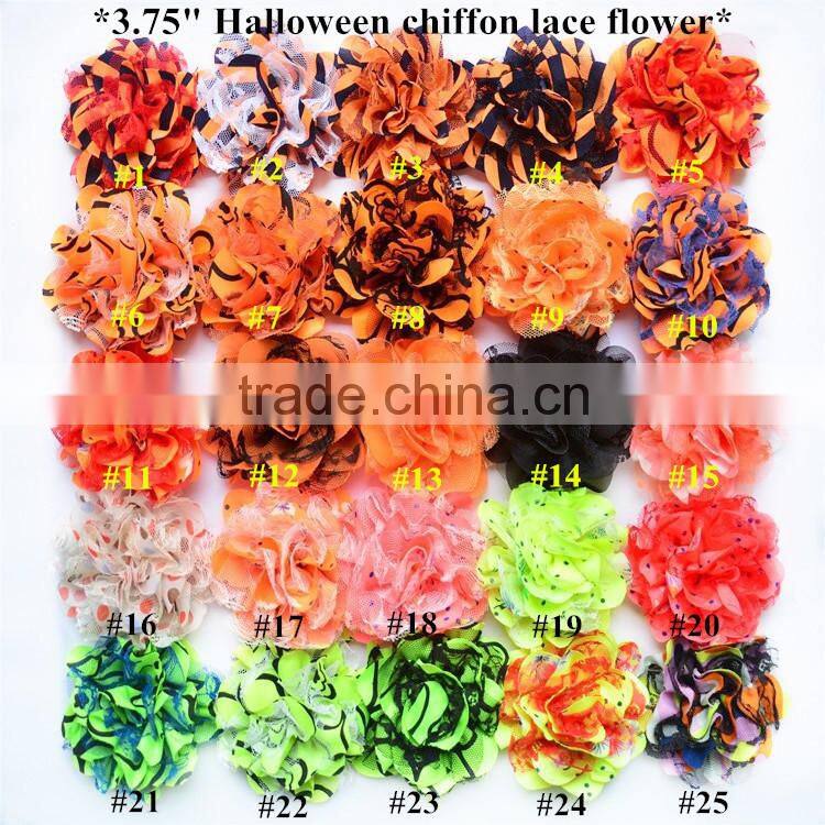 New Halloween cap chiffon shabby rose trim, popular symbols of Halloween hats rosette flower