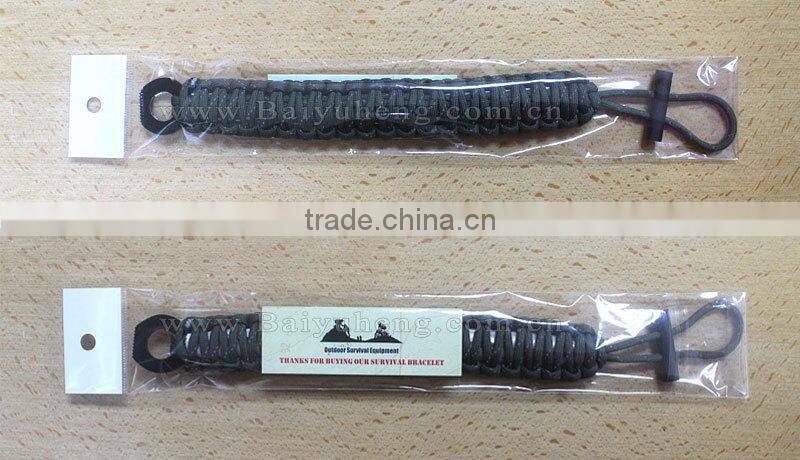 fashion letters woven paracord survival bracelet with fire starter buckles