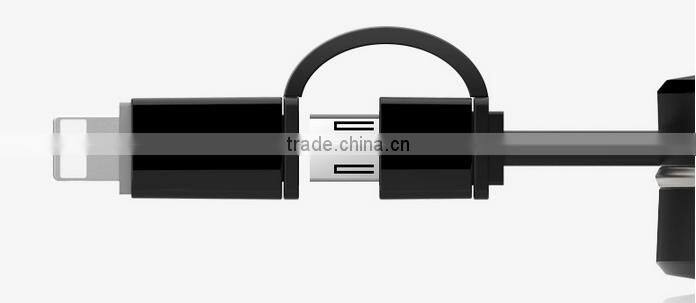 2 in 1 double interface compatible fast quick charger round usb telescopic data cable for iphone and Android mobile cell phone