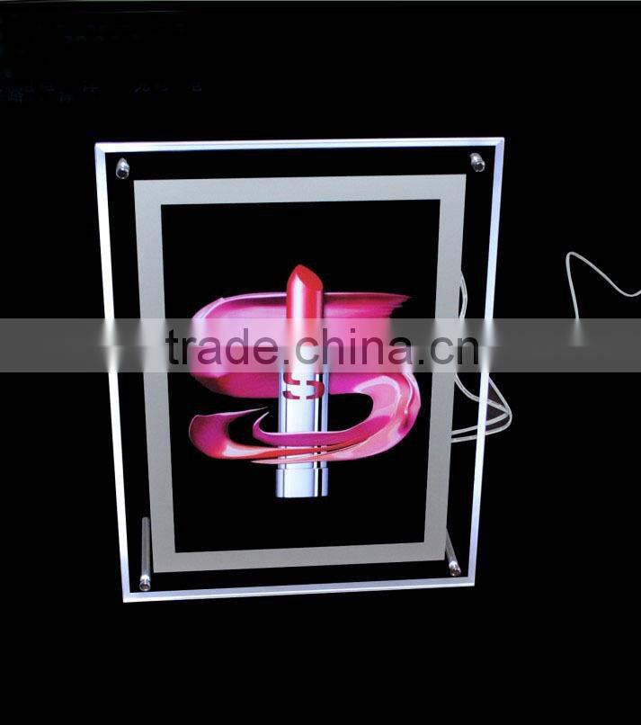 custom acrylic led edge lit sign photo picture frame