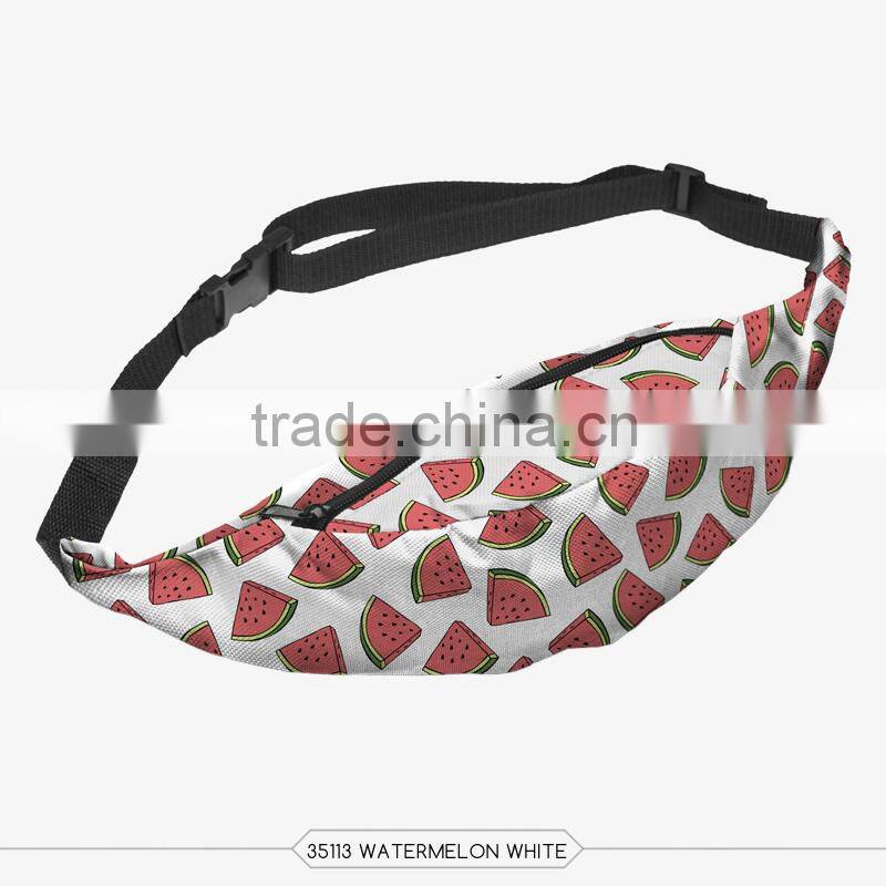 Factory wholesaler fashion snacks fruits printed waist leg bag for summer women and ladies