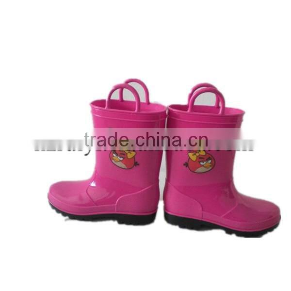 cheap kids fashionable girls plastic construction pvc rain boots