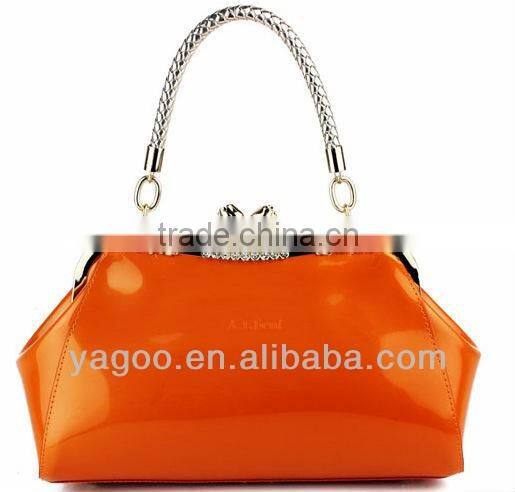 vivid patent leather tote bag shiny frame bag