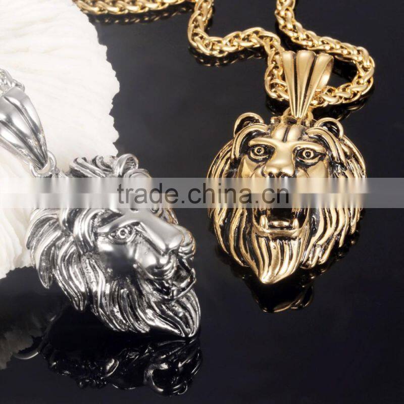 hot product trends gold necklace designs 2016 316L stainless steel lion necklace for cool men