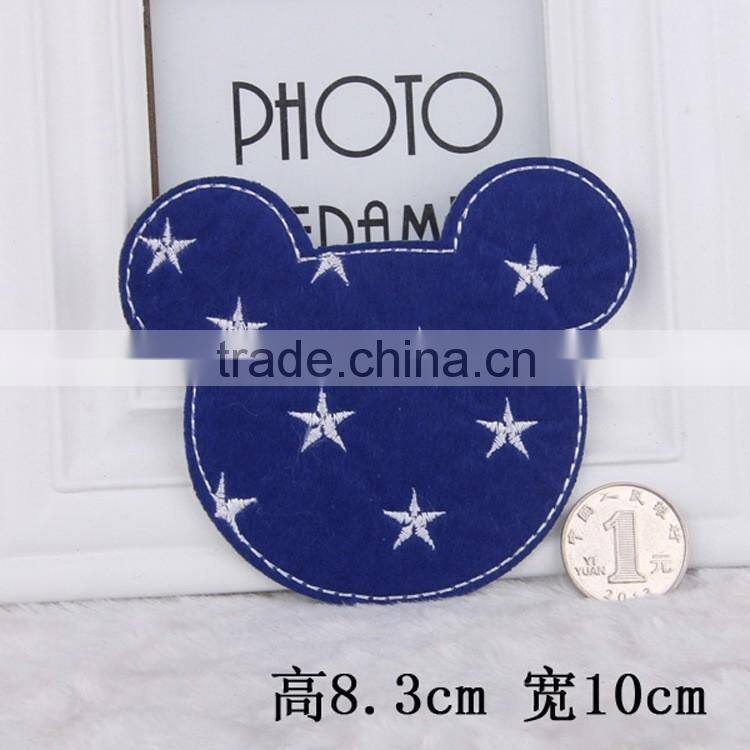Mouse Shape Embroidered Star Patches For Bags,Custom Patches