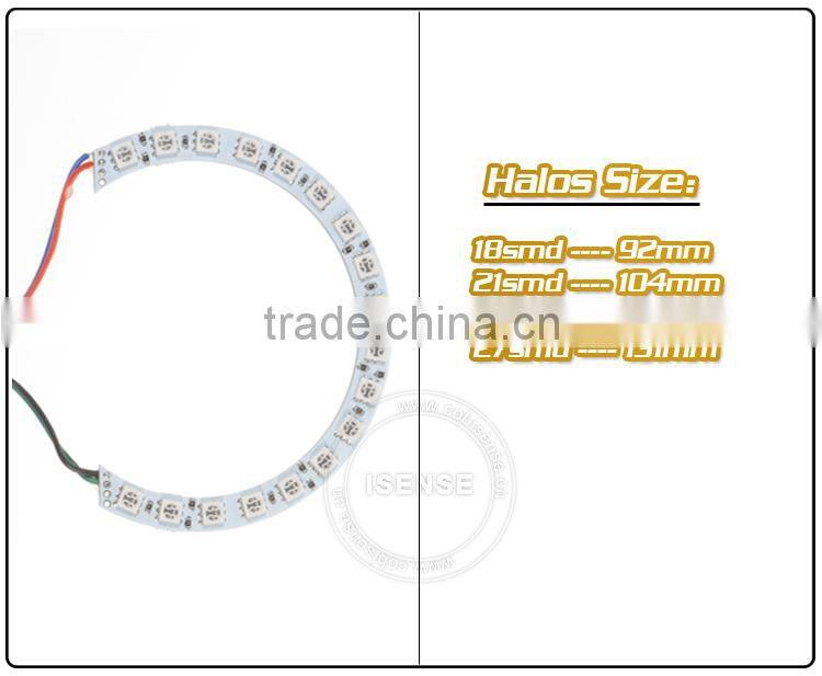 Hot selling DC12v Epistar chips 5050 smd White PCB semi circle 92mm angel eyes rgb led light for vw
