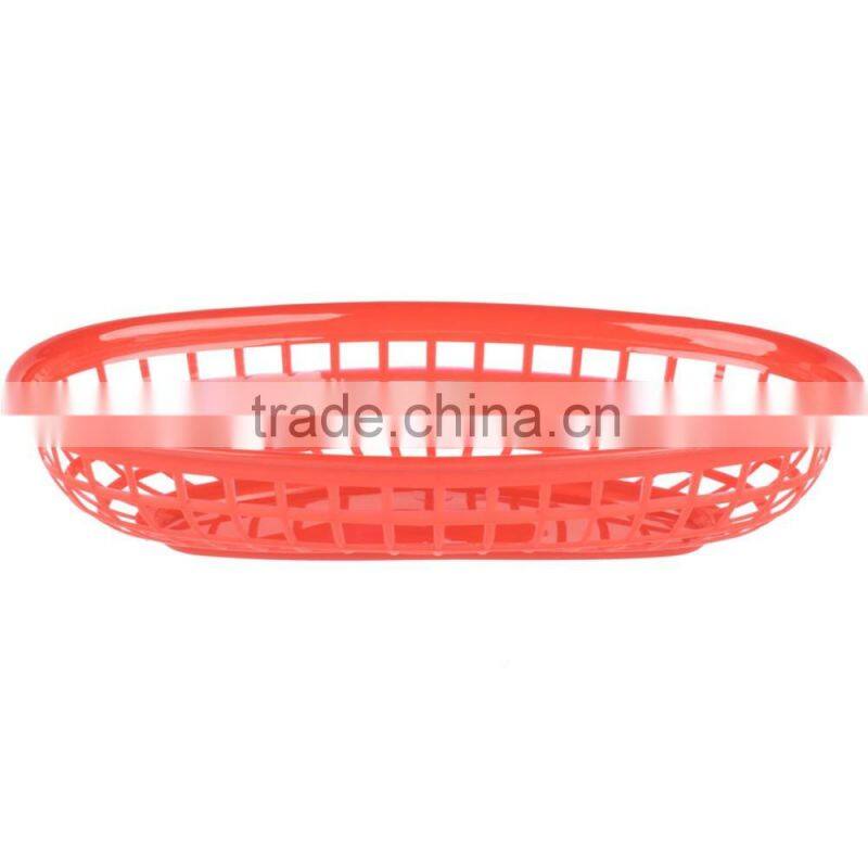 Hot Sale Custom Cheap Plastic Deli Serving Basket Red Restaurant Diner Serveware Red Oval Dinner Baskets Fast Food Baskets