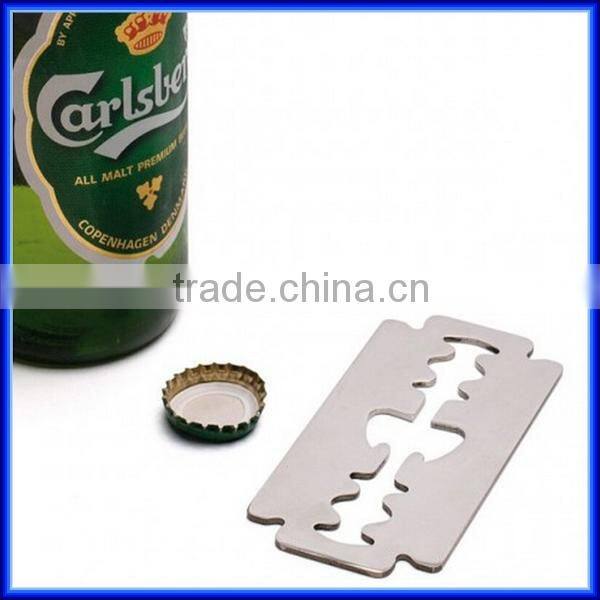Funny Stainless Steel Metal Razor Blade Beer Bottle Opener/Metal razor blade bottle opener