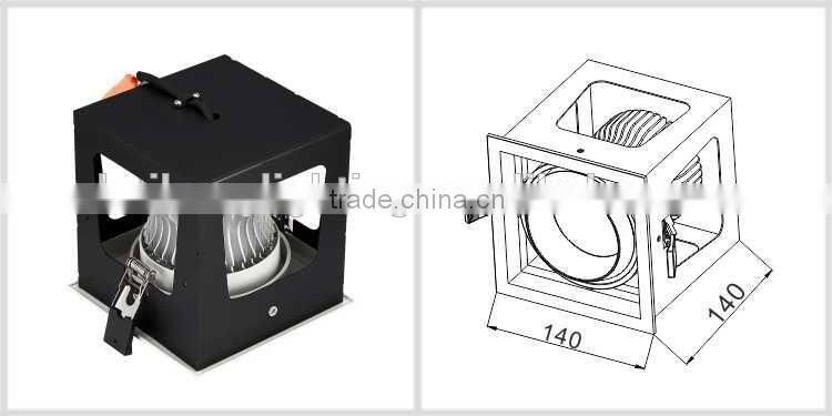 Aluminum rotatable ceiling one head 20w cob led grille light